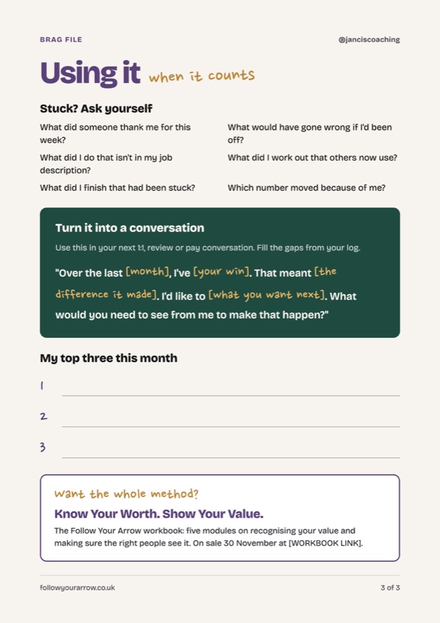Page 3: prompts, a conversation script and your top three